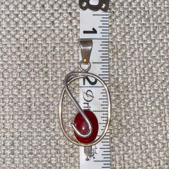 Carnelian & Sterling Silver Oval Swirl Pendant - Picture 6 of 8